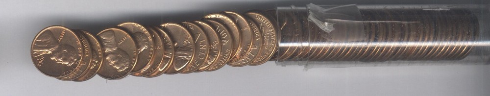 1962-D LINCOLN CENT BU RED ROLL