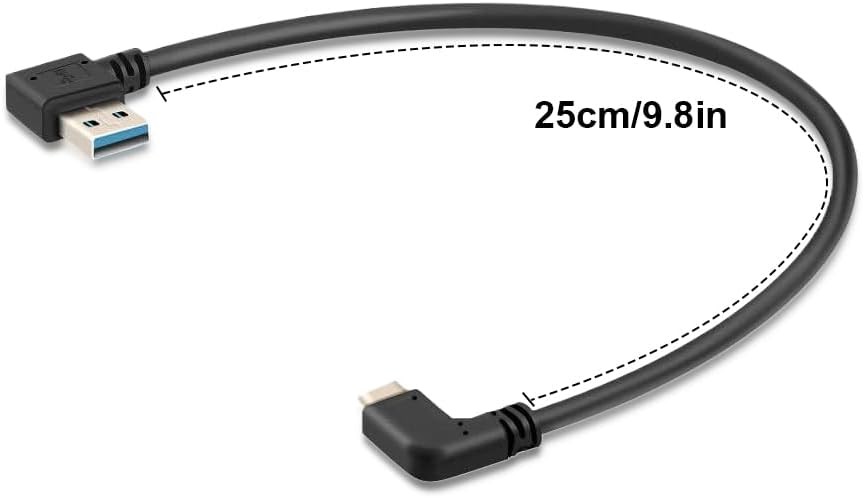 USB C 90 Degree Right Angle Cable Extension 3.0 Type c Left & Black