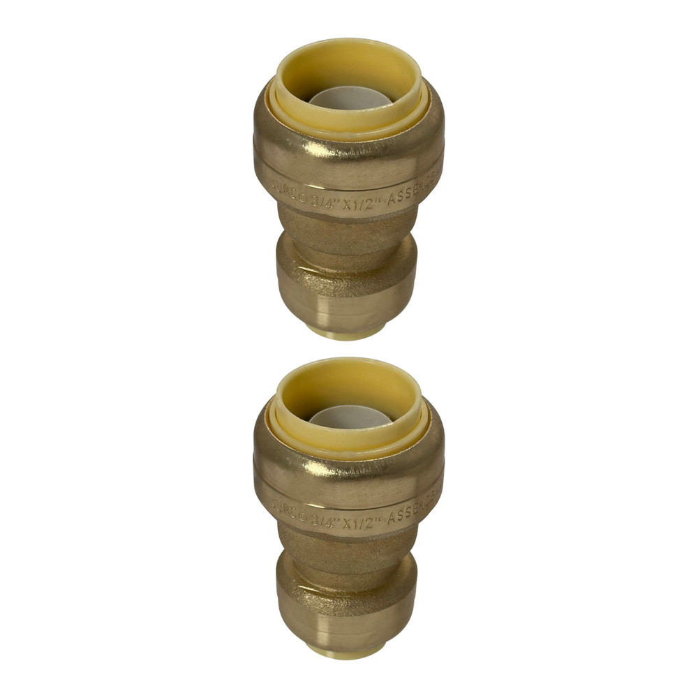 2 Pack XFITTING 3/4" X 1/2" Push Fit Coupling, Push to Connect Reducing Coupling
