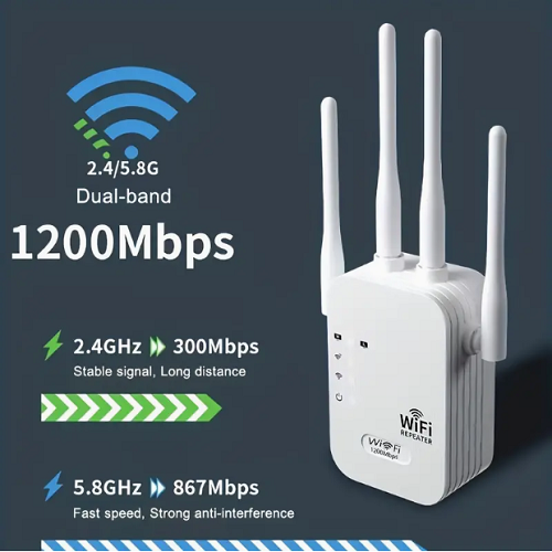 1200Mbps WiFi Range Extender Repeater Wireless Amplifier Router Signal Booster