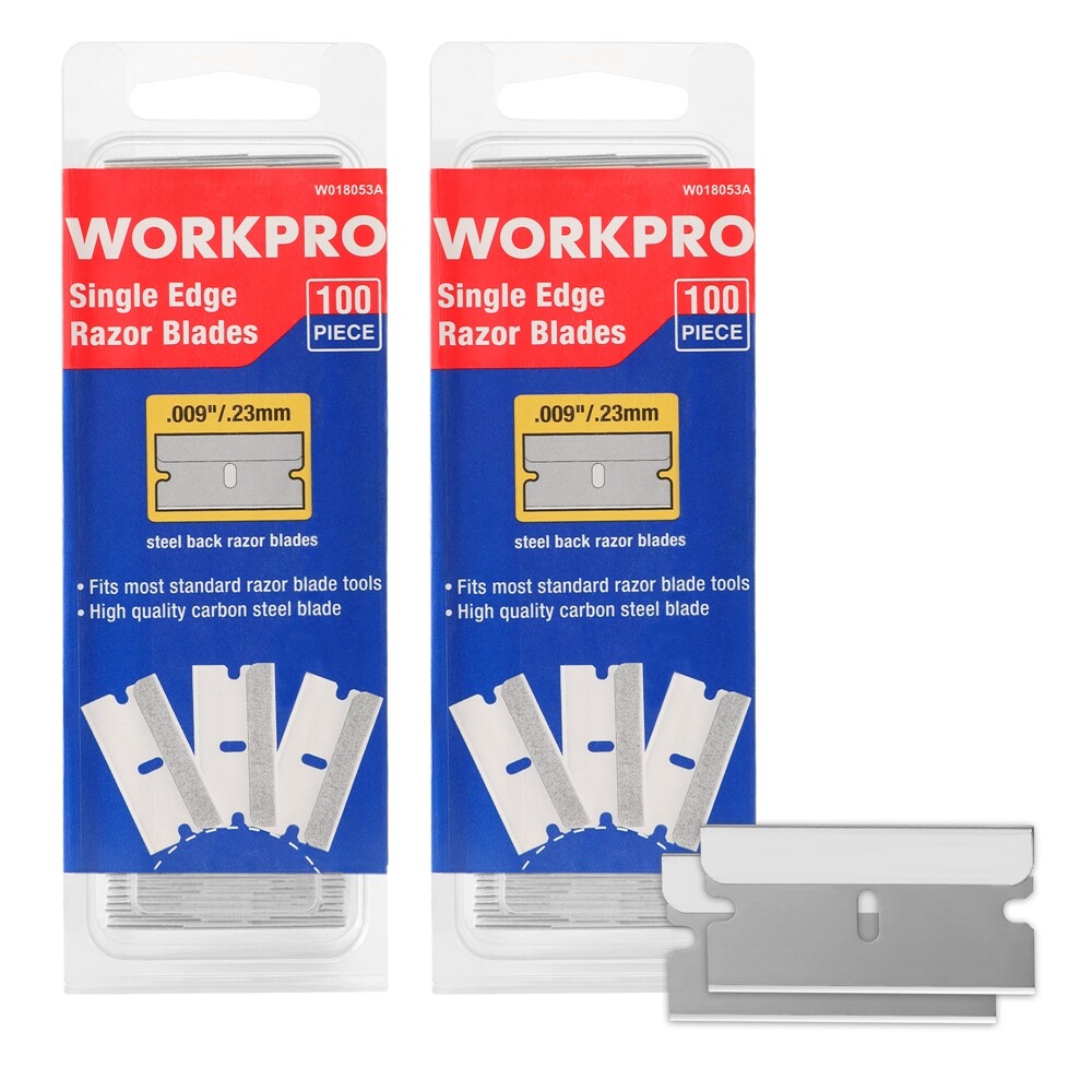 WORKPRO 200-Pack Single Razor Edge Blades, Industrial Scraper Razor Blade NEW