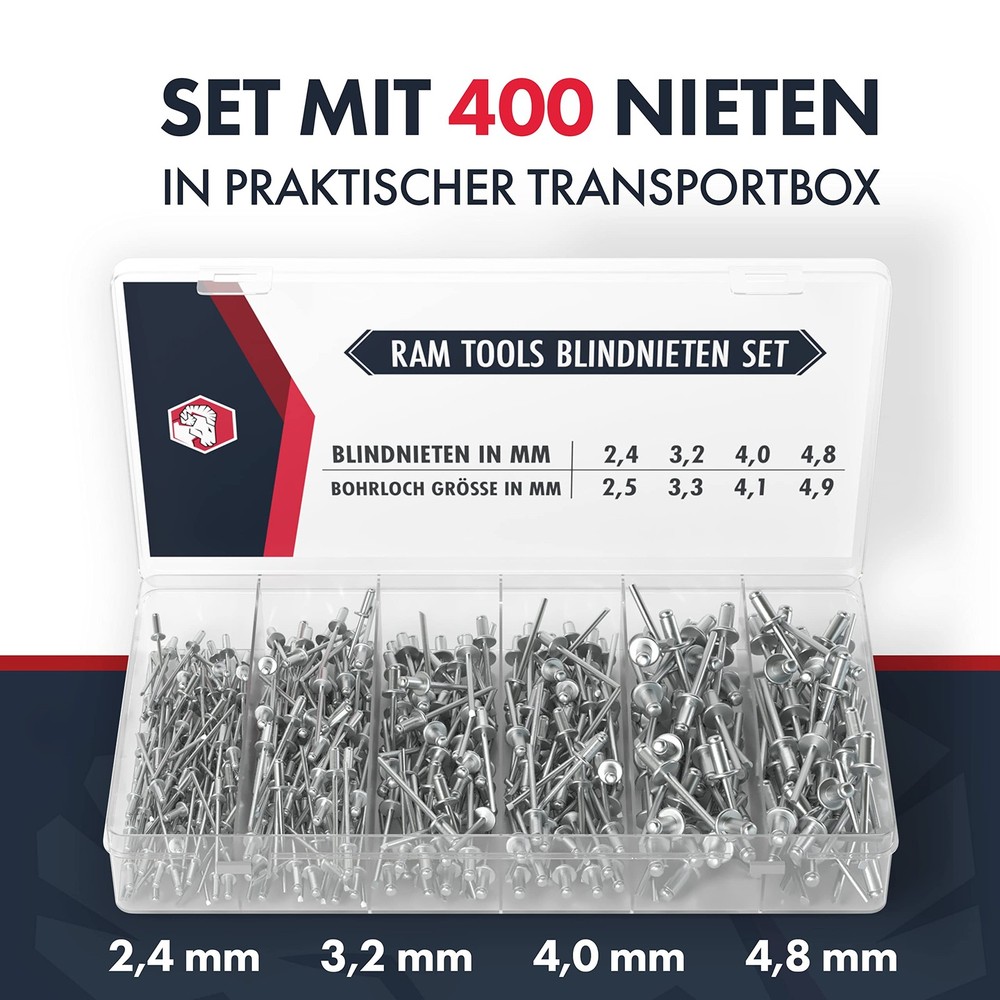 ® Blind Rivet Set | 400pc Rivet Set | UNIVERSAL Fits Riveter | P...