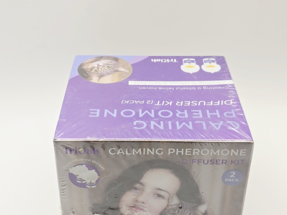 TriOak Cat Calming Diffuser Kit Feline Anxiety Relief Pheromone Kit 2 Diffusers