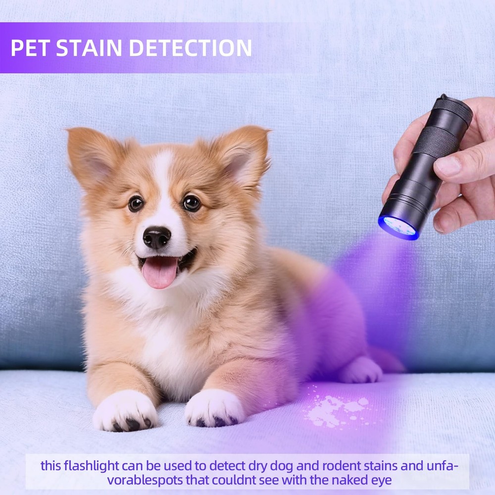 UV Flashlight Black Light–Small Portable Mini 12 LED Blacklight Flashlight fo...