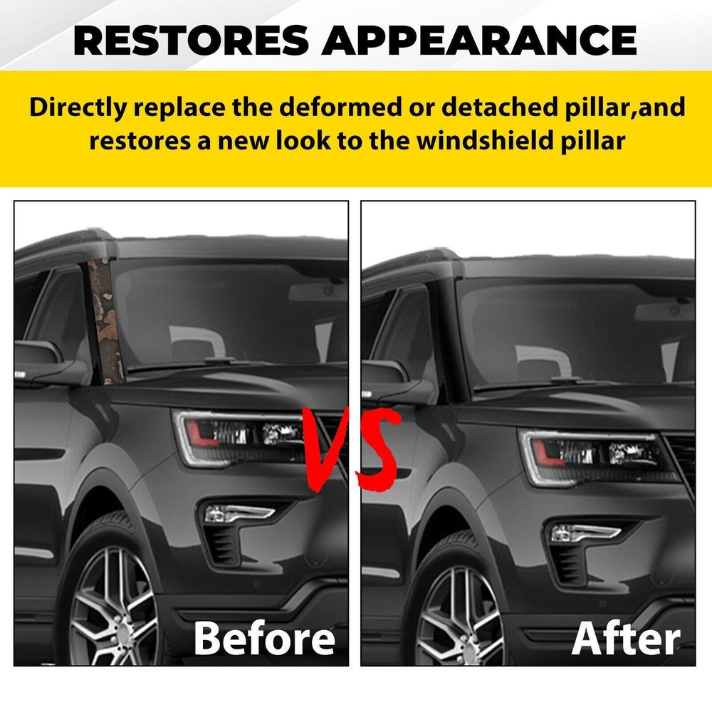 Set For 2011-2019 Ford Explorer Left Right Side Windshield A-Pillar Molding Trim