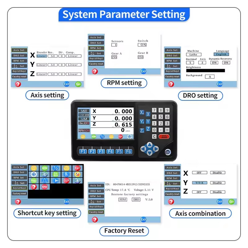 3Axis Digital Readout RPM DRO Meter 3 Pcs Linear scale for Bridgeport Mill 9X42