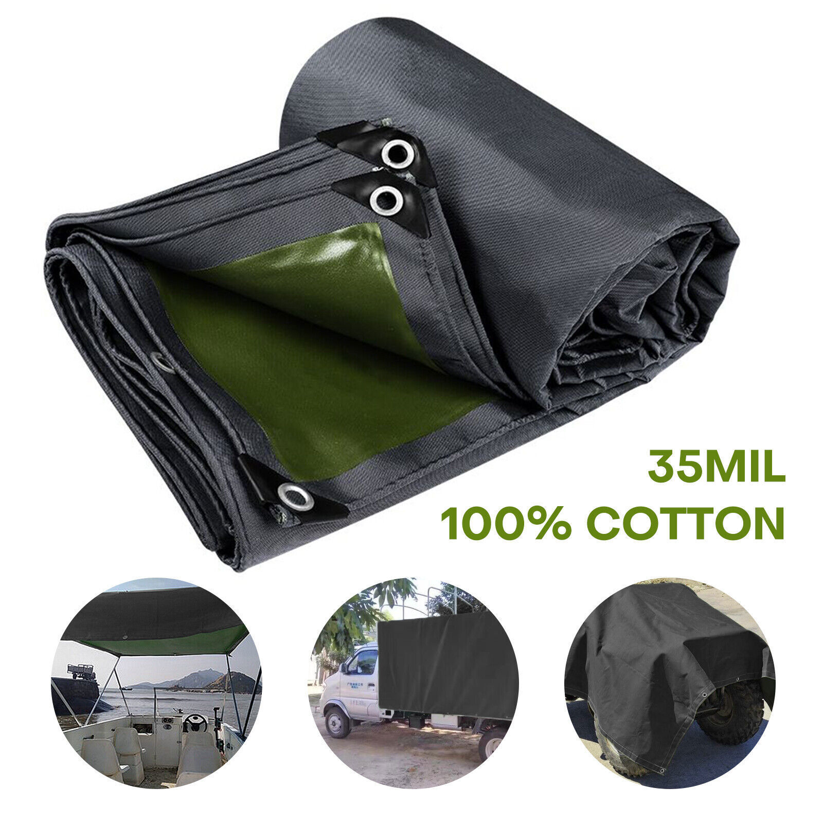16oz Heavy Duty Canvas Tarp Tarpaulin Thick Camping Garden Cotton Shade Tent