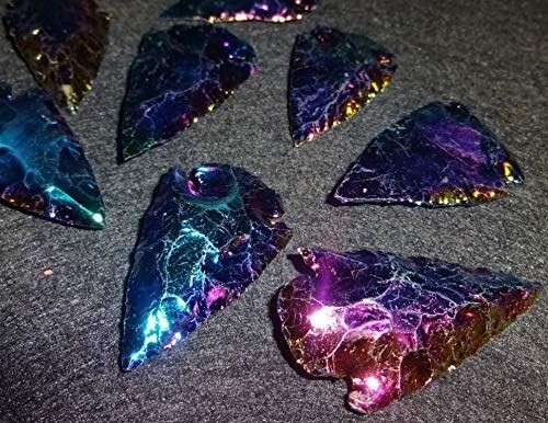 Titanium Rainbow Aura Quartz Arrowheads - 2 piece set