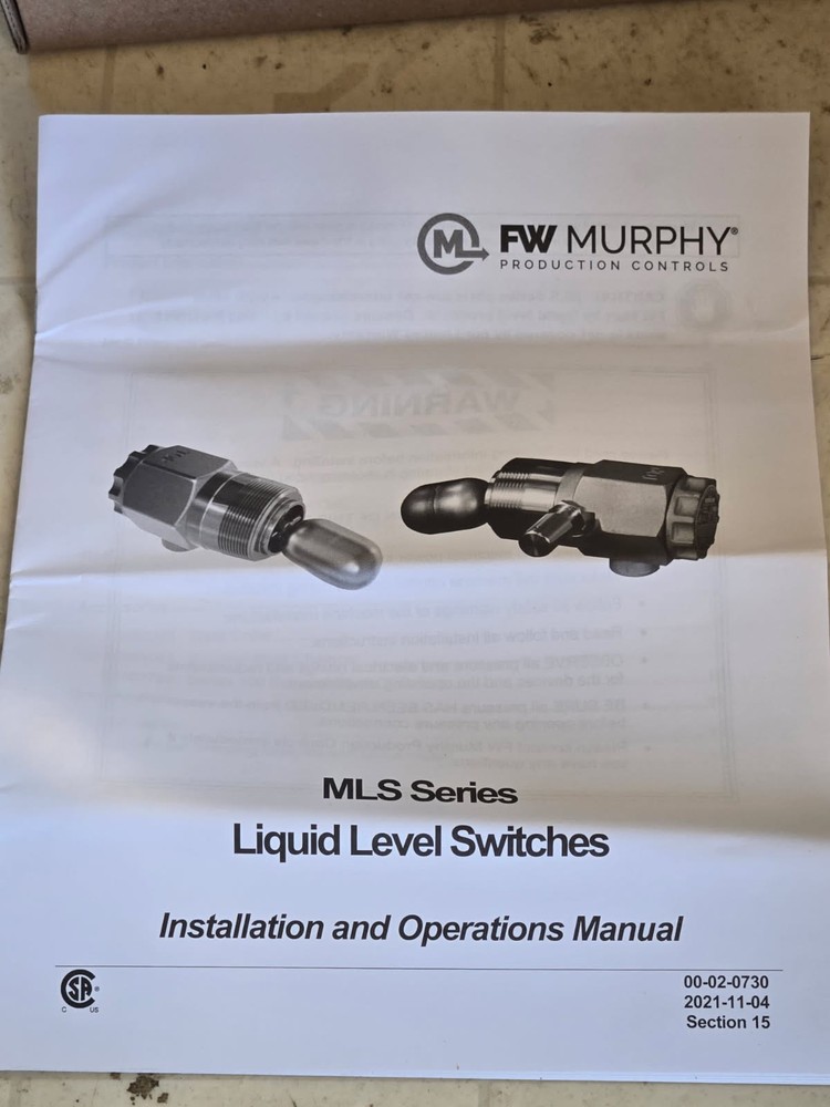 MURPHY MLS-020 Liquid Level Switch (15700839) New