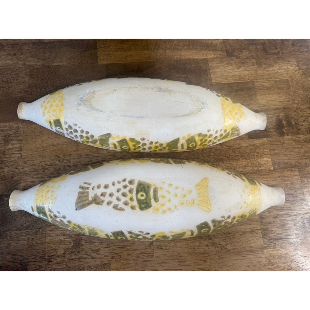 Vintage Fish Shaped Bakeware Covered Dish Ceramic Roaster Rustic Kitchen Decor