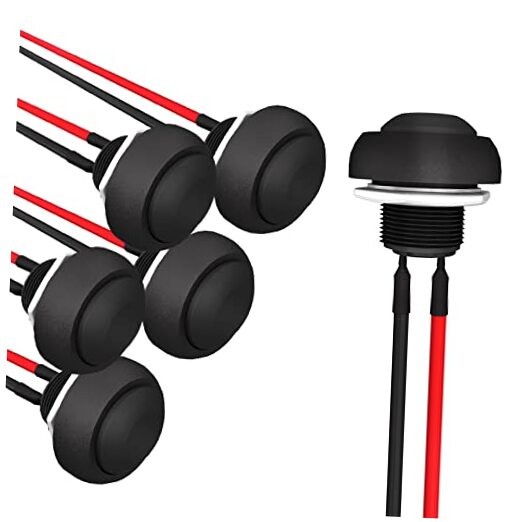 12mm Momentary Push Button Switch Mini Round Switch Waterproof 1A 250V Black