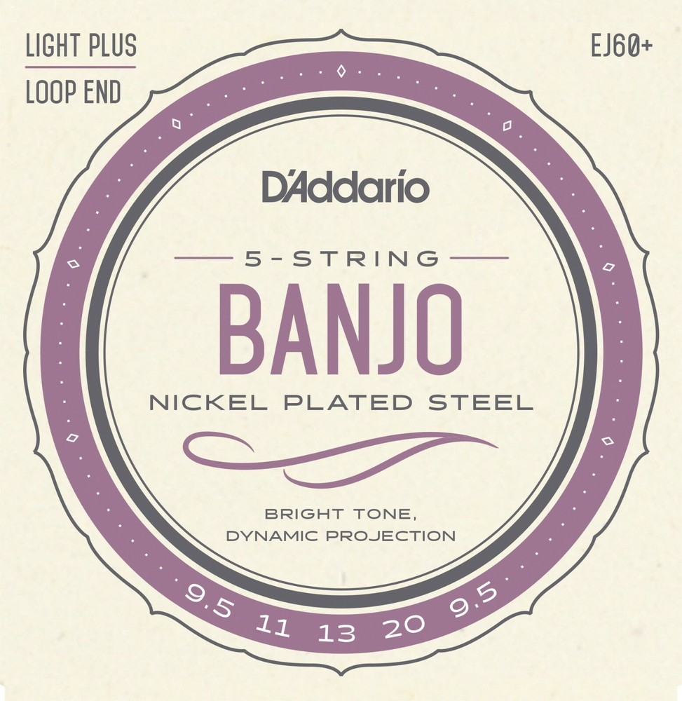 D'Addario EJ60+ 5 String Banjo Strings Nickel Light 9.5-20 plus