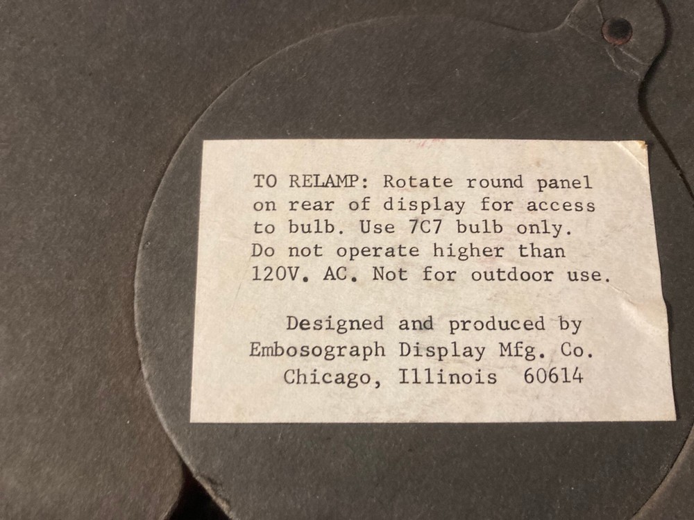 Special Export lighted hanging wall sign. Half a globe 1975 - 15" diameter