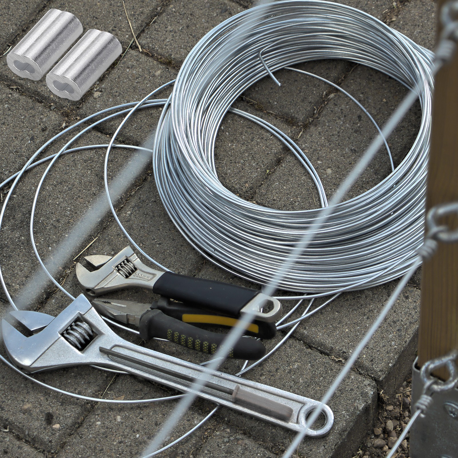 8pcs 3/8"/ 10mm Aluminum Crimping Loop Sleeves for Wire Rope Silver Tone