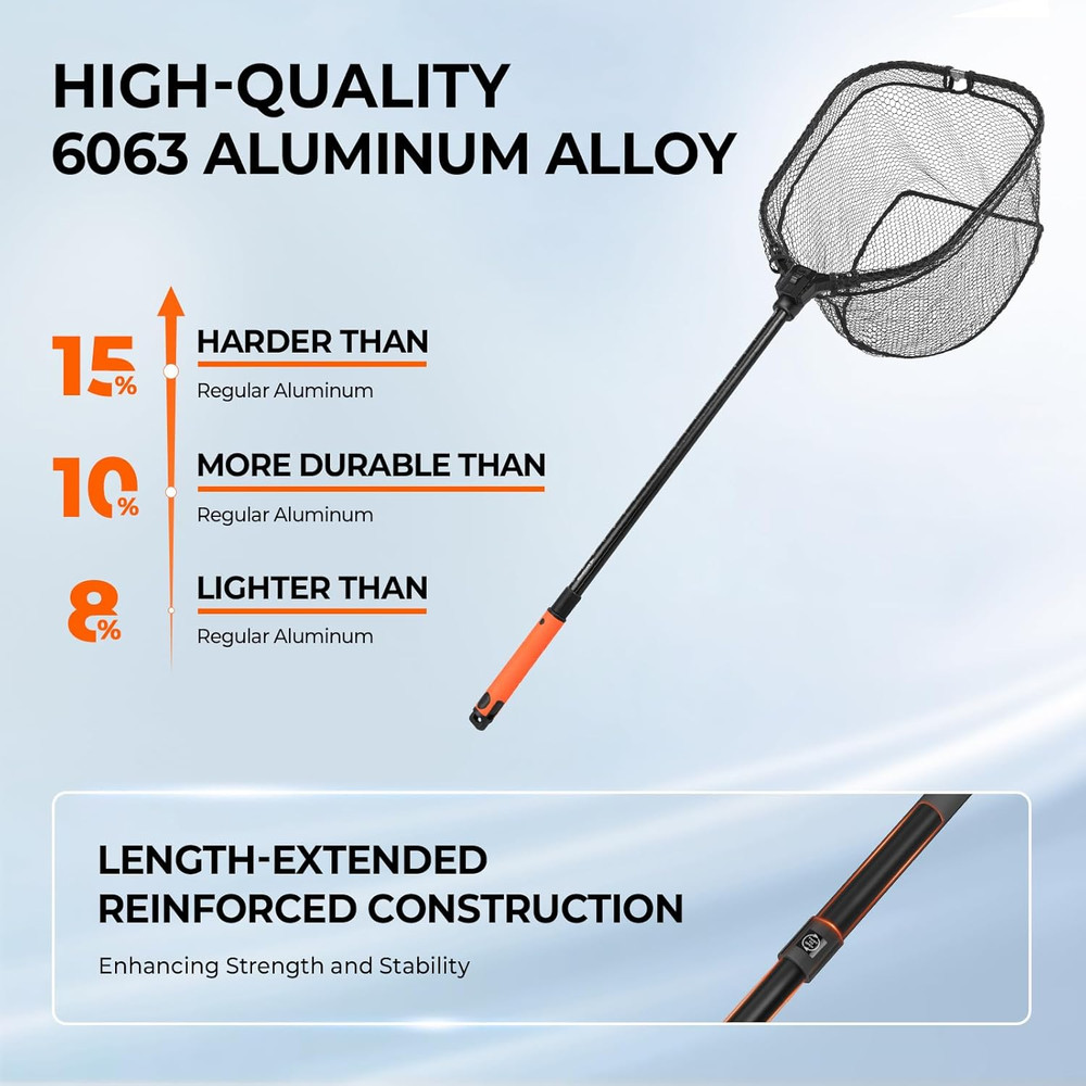 Brutus Folding Landing Net with Boat Hook, Foldable, Extendable, Lightweight & S