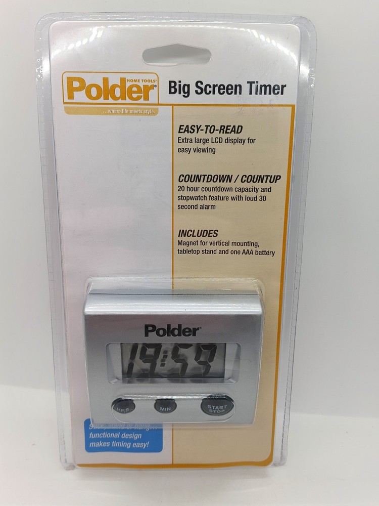 Polder Big Screen Timer 2007 20 Hour Countdown Easy To Read Large LCD Display