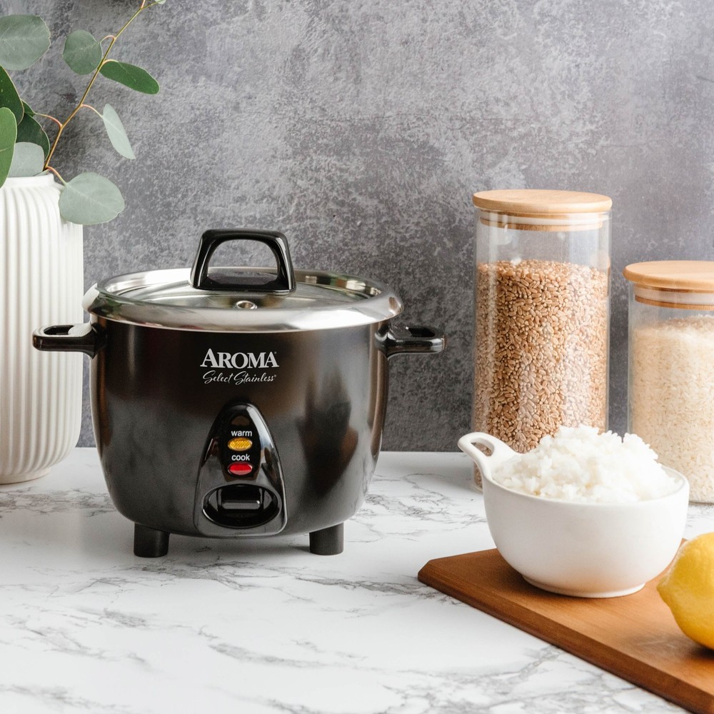 Select Stainless 6-Cup Electric Rice Cooker, Black