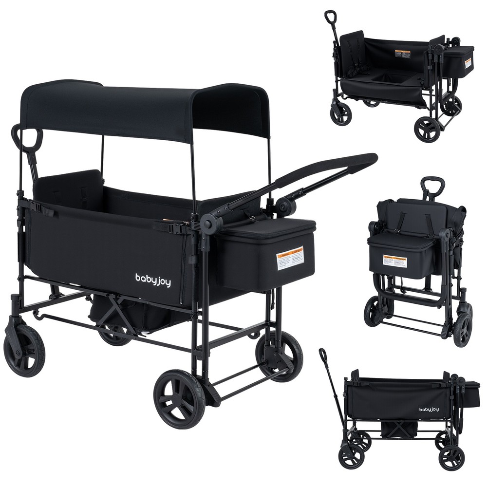 Foldable Wagon Stroller ,Baby Stroller w/ Removable Canopy,Adjustable Handle