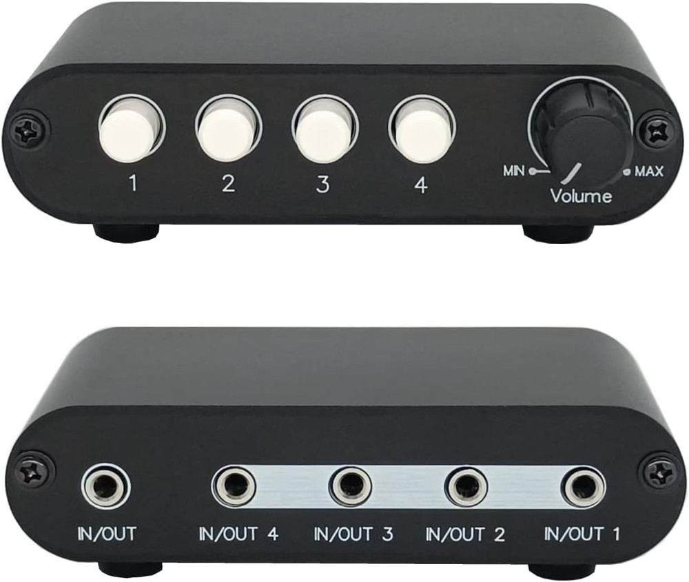 4-Way 3.5Mm Stereo Audio Switch Input Signal Source Switcher Selector Splitter B