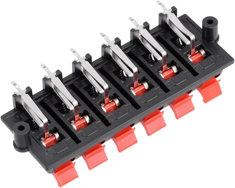 uxcell 5pcs 12 Way Jack Socket Spring Push Release WP12-03(5Pcs), Red, Black