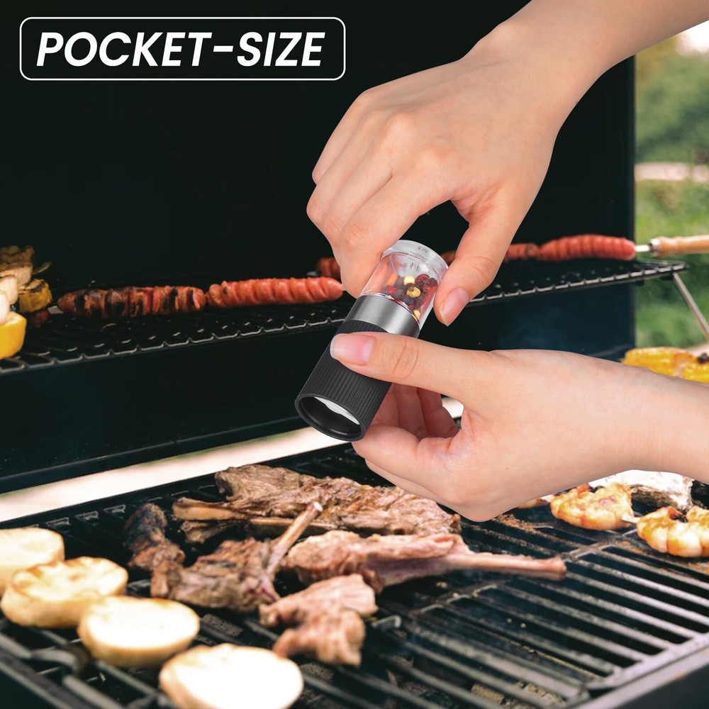 Mini Salt and Pepper Grinder Set, Small Tiny Adjustable Coarseness Ceramic Sa...