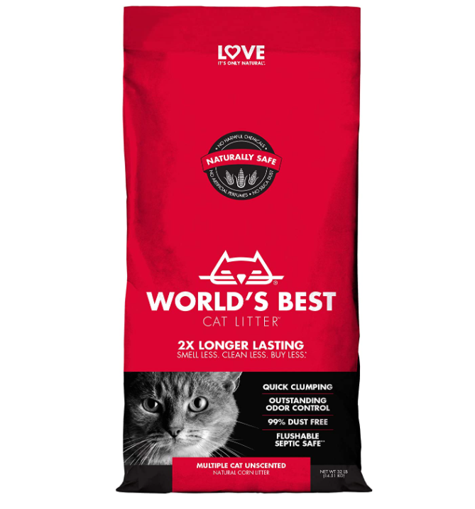 WORLD'S BEST CAT LITTER Multiple Cat Unscented, 32-Pounds