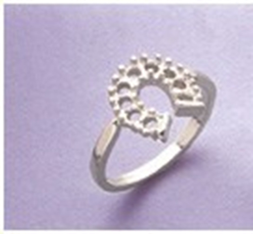 Cluster Horseshoe Pre-Notched Ring Setting In Solid Sterling Silver (Size 5- 8)