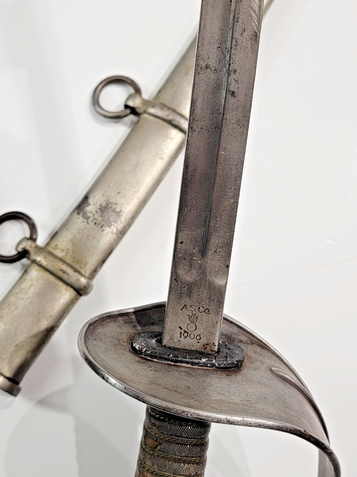 WWI US 1906 Experimental M1905 Ames AS Co Sword Officer Steel Scabbard