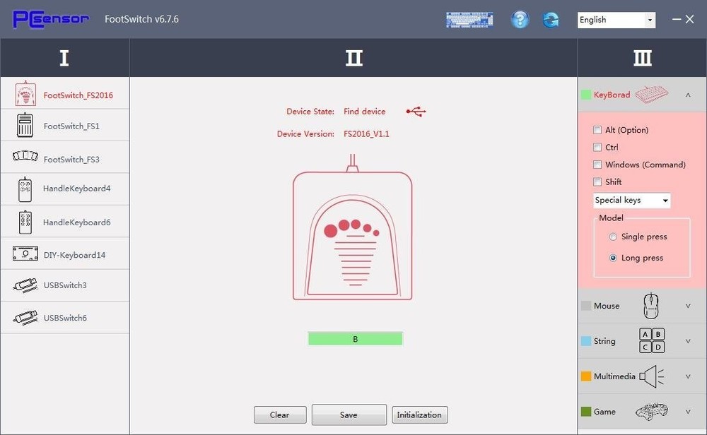 Mechanical Foot Switch for Key Commands