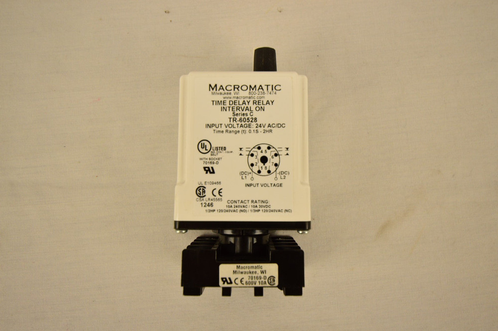 Macromatic Programmable Time Delay Relay Series C TR-60528 with Socket New