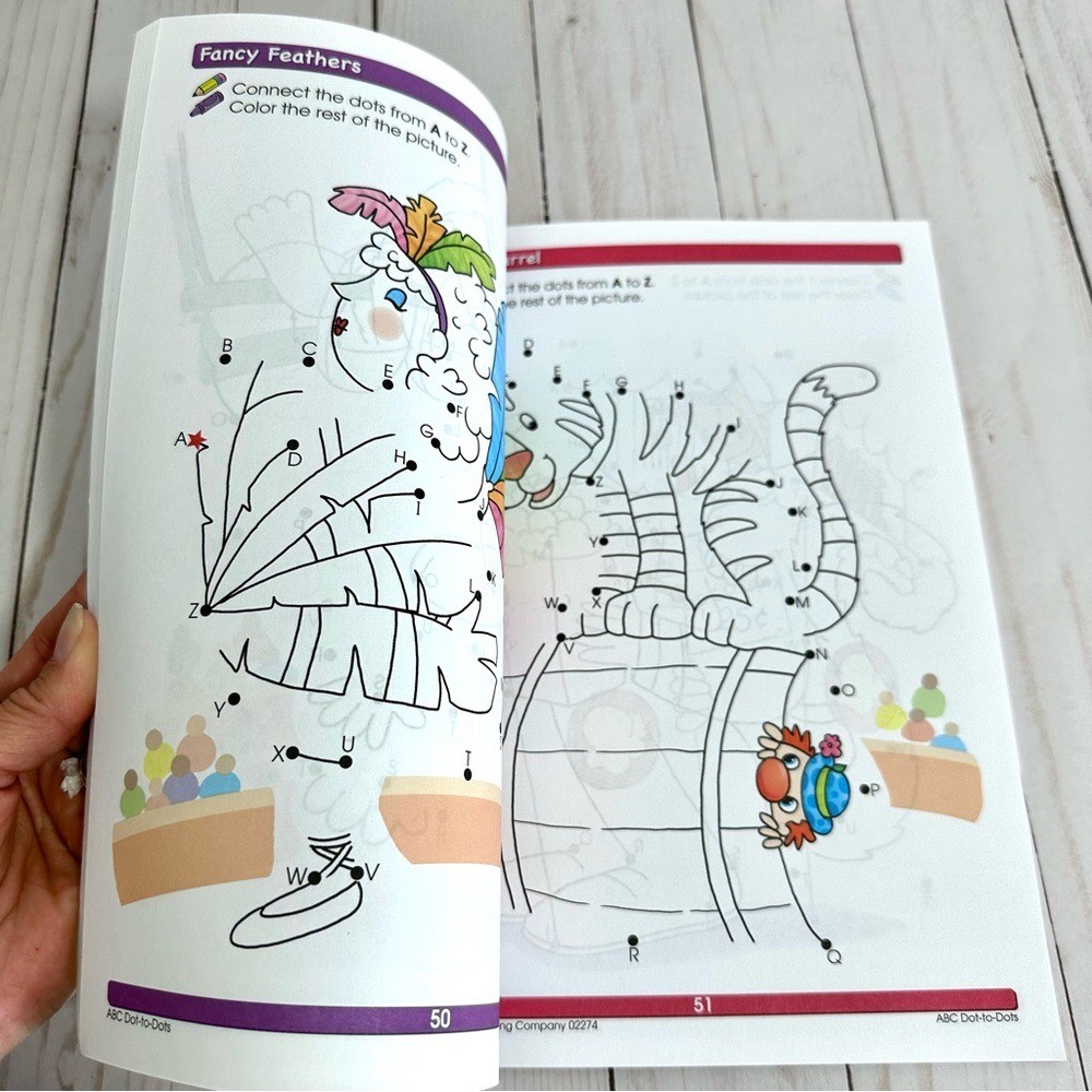 Bundle of 2 Kids Pre-K Learning Workbooks Math Basic Concepts & ABC Dot-To-Dots