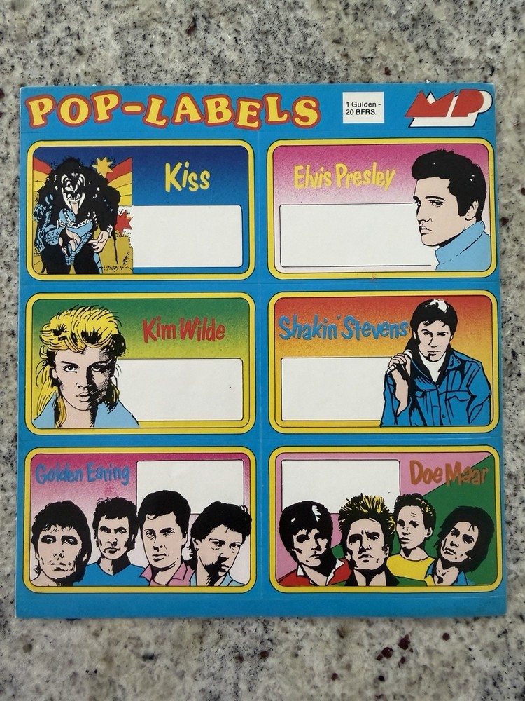 KISS 1977 POP SCHOOL BOOK LABELS STICKER SET MP NETHERLANDS AUCOIN VINTAGE RARE