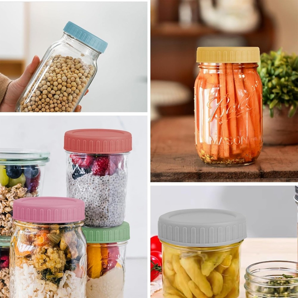 Vaincre 8PCS Mason Jar Lids - Colored Plastic regular, Multicolored