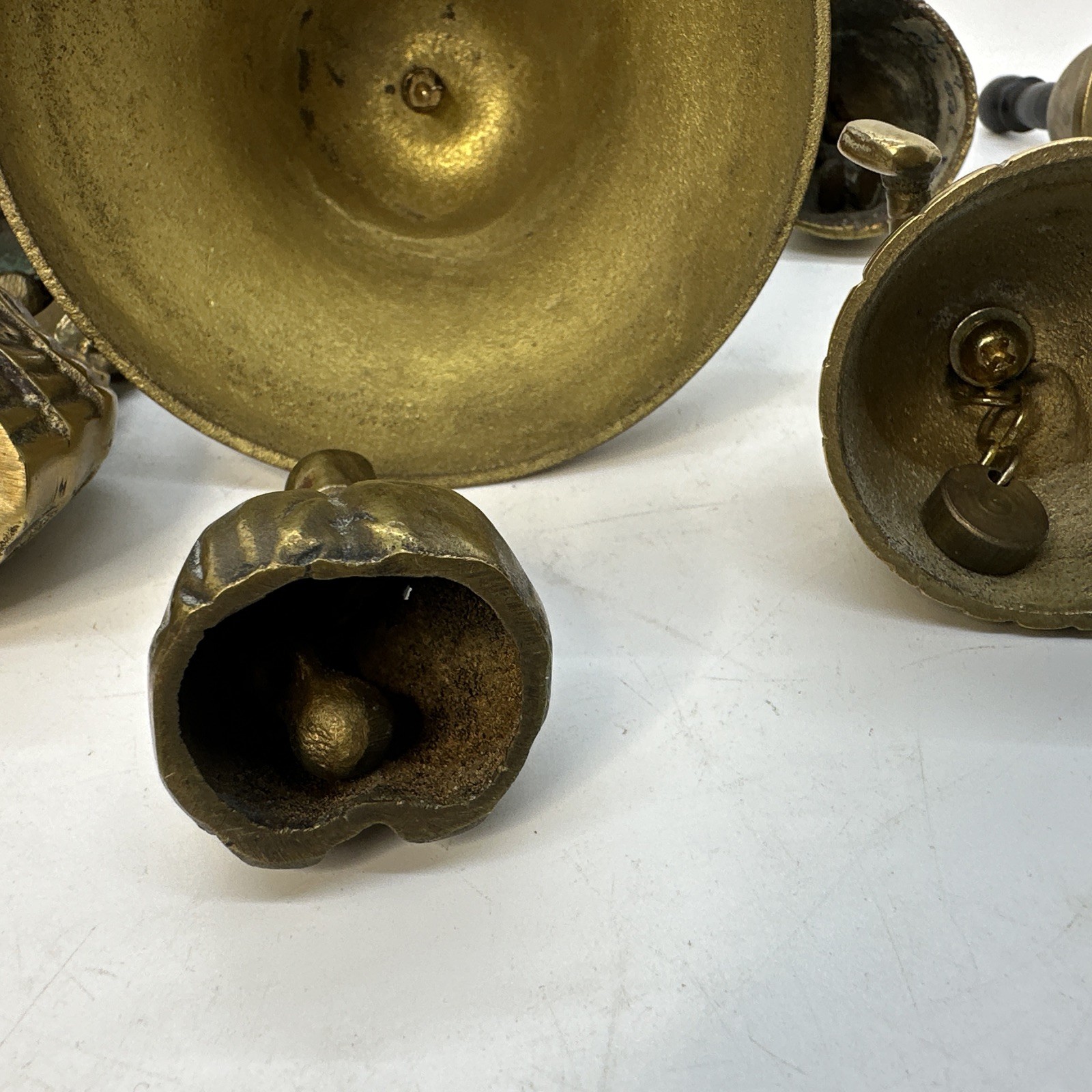 Lot of 11 Vintage Antique Hand Bell Mixed Estate Etched Fish Brass Lady Woman