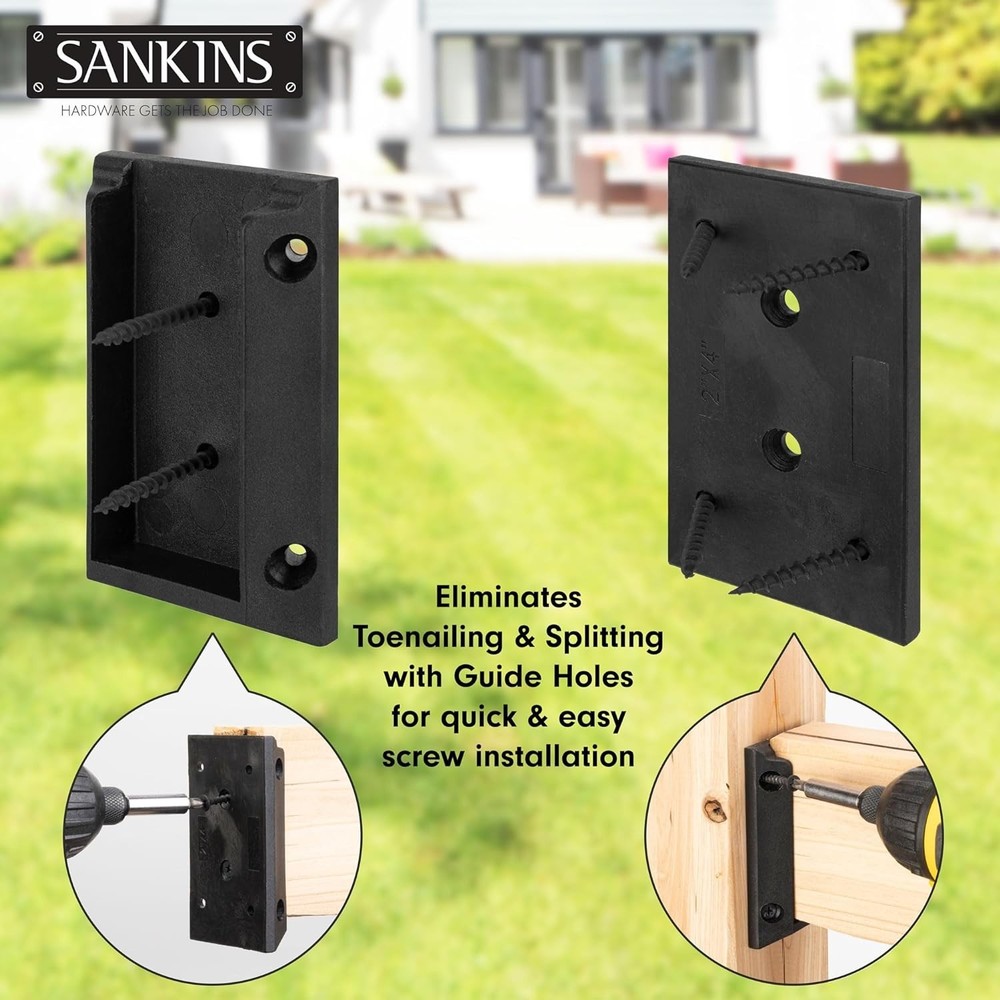 10pcs Deck Railing Bracket Connectors for 2x4, Durable PP Plastic Deck Railin...