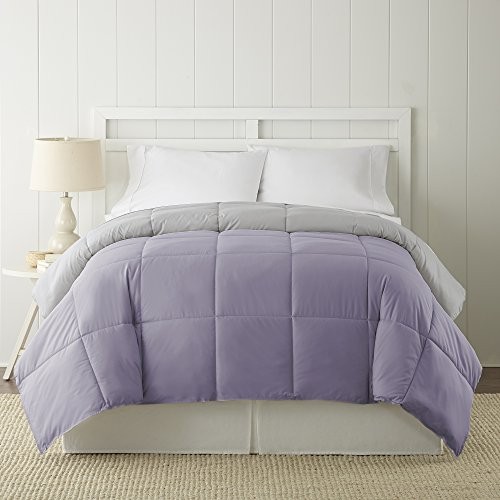 Down Alternative Microfiber Quilted Reversible Full/Queen Amethyst/Silver