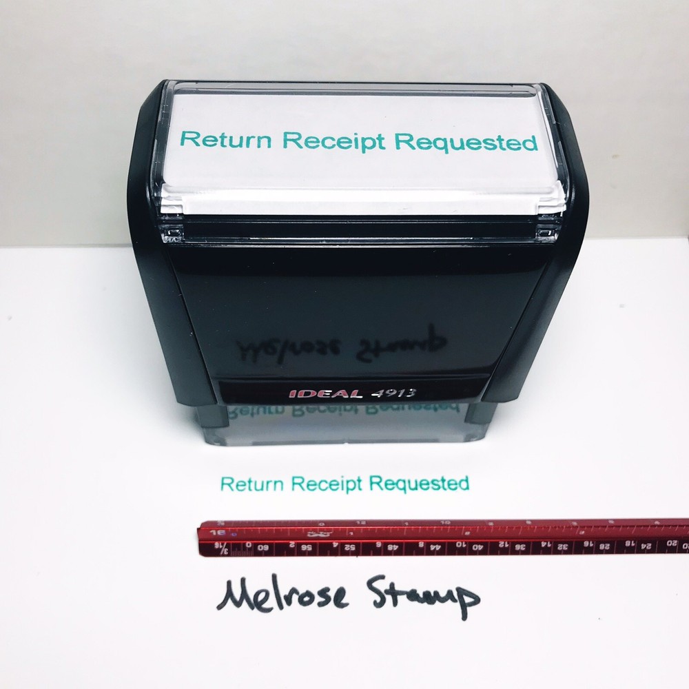 Return Receipt Requested Rubber Stamp Green Ink Self Inking Ideal 4913