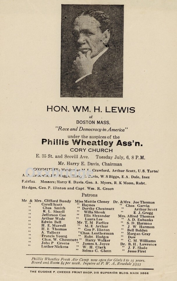 William Lewis 1910 Civil Rights Poster 1st Black US Attorney Harvard Football