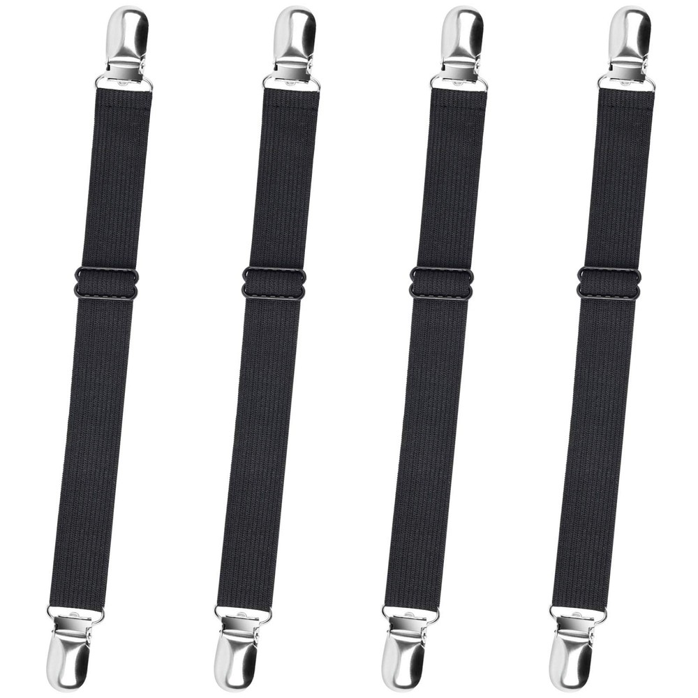 Bed Sheet Straps, Adjustable Elastic Fitted Sheet Corner Holders Straps to St...