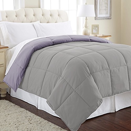Down Alternative Microfiber Quilted Reversible Full/Queen Amethyst/Silver