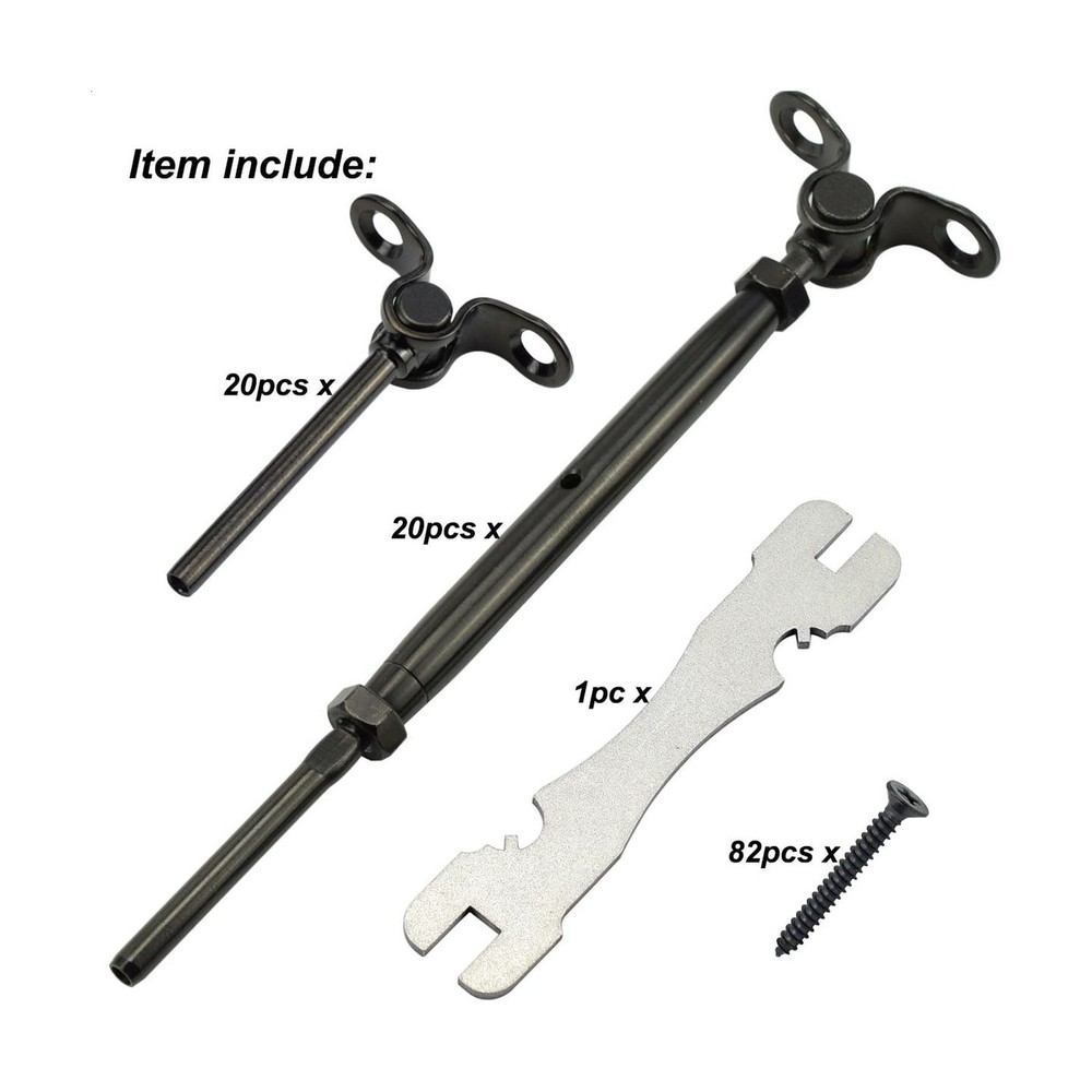 Black Cable Railing Hardware Kit, for 1/8 Cable Railing System for Wood Posts...