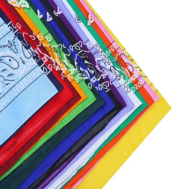 12 Pcs Lot 100% Cotton Paisley Print Bandana Face Cover Head Warp Headband Scarf