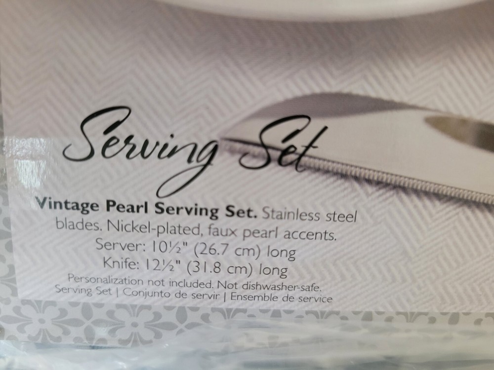 Wedding Pearl Knife & Server Set - Stainless Steel