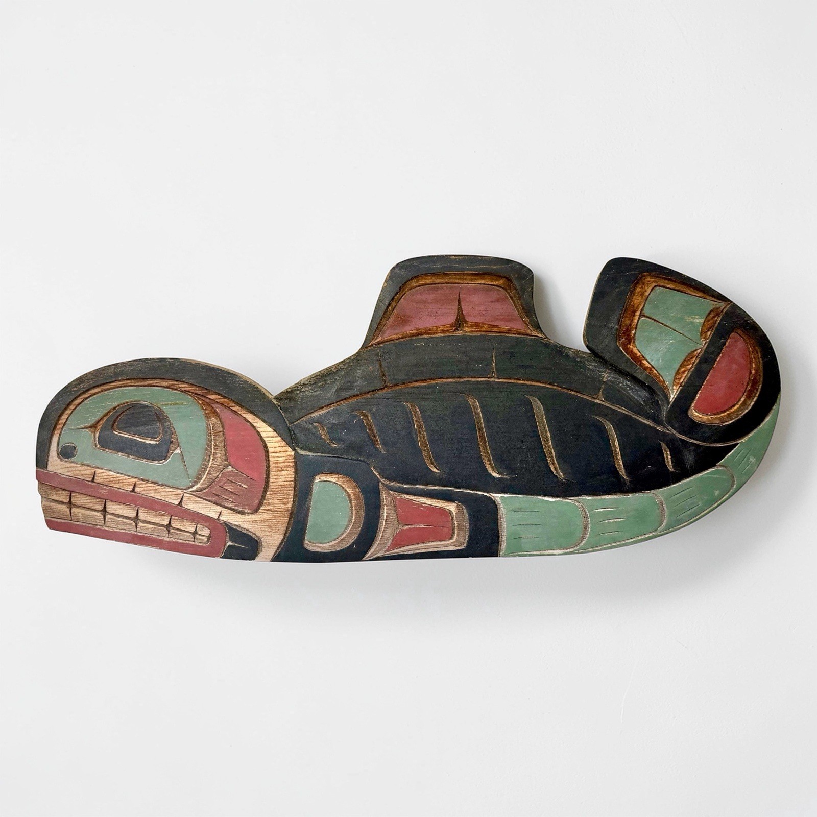 First Nation Kwakiutl Wood Carved Killer Whale George Matilpi Signed Vtg 27”