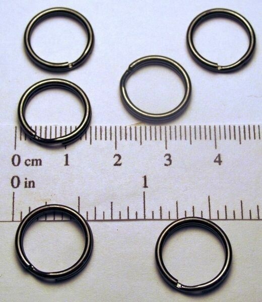 12 KEY RINGS 15mm Approx 5/8" Split Ring ~ Black GUN METAL Finish Steel Findings