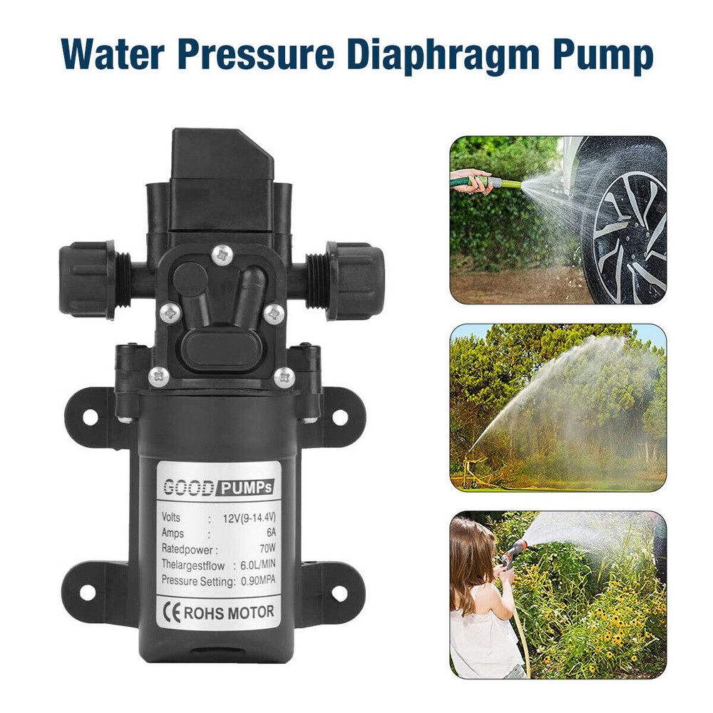 12V Water Pump 130PSI Self Priming Diaphragm High Pressure Automatic Switch