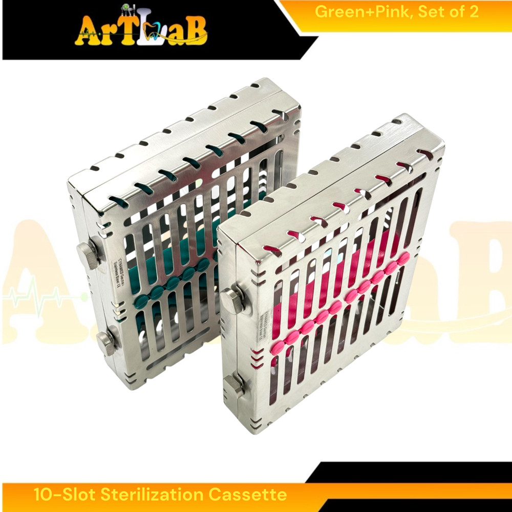 Autoclave Sterilization Boxes for 10 Instruments Each, Detachable, 2-Button (2PK