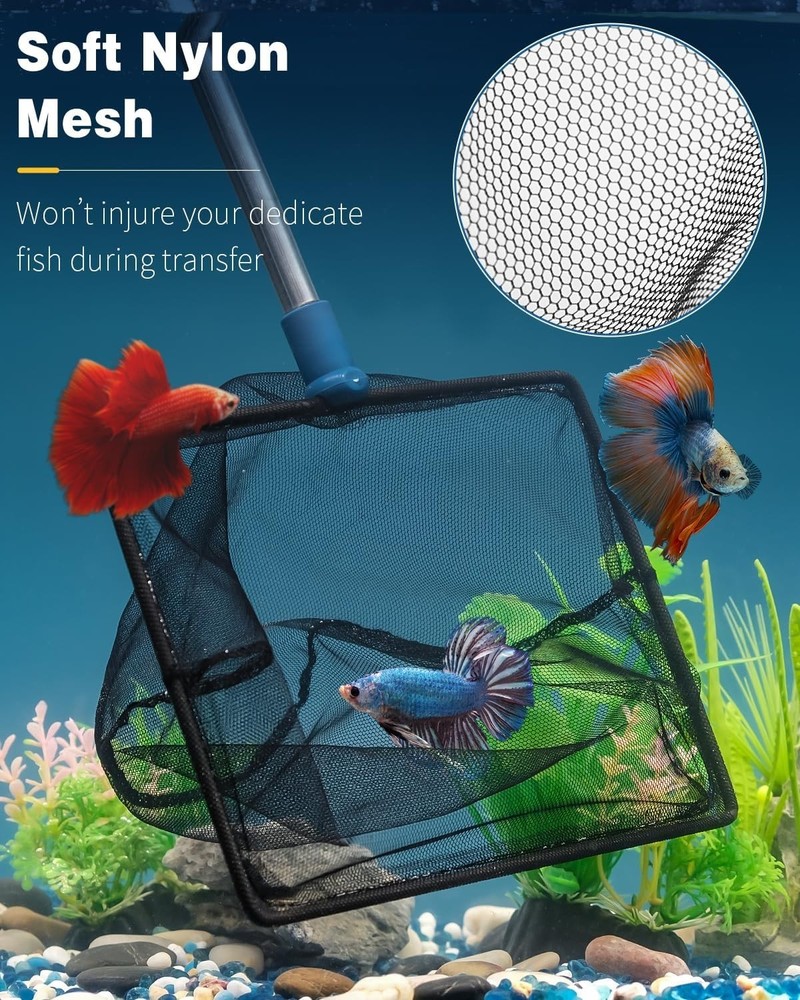 Versatile 8 Inch Aquarium Fish Net with Extendable Handle for Safe Transfers