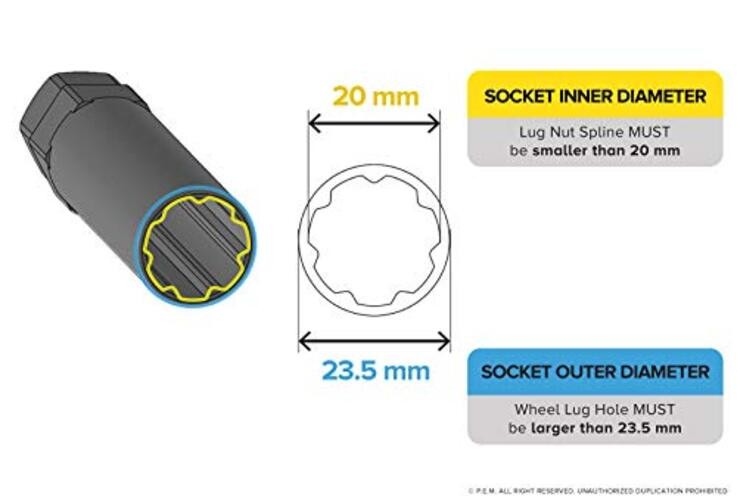 7 Point Spline Drive Tuner Replacement Socket Key Tool Small 7-Spline Black