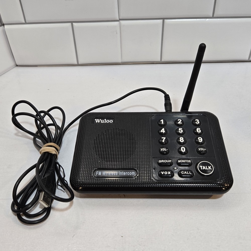 Wuloo 22 Channel 100 Code 1 Mile Range FM Wireless Intercom System - Black - UD